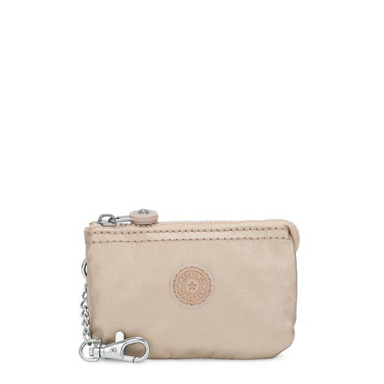 Bolsas Kipling Creativity Mini Metallic Pouch Keychain Dorados Beige | MX 2100RV